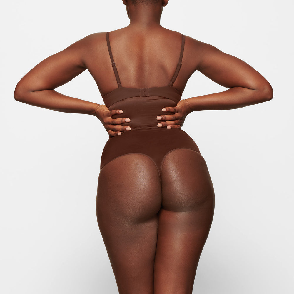 Skims BARELY THERE HIGH WAIST Thong Čokoláda | RGDQ-49361