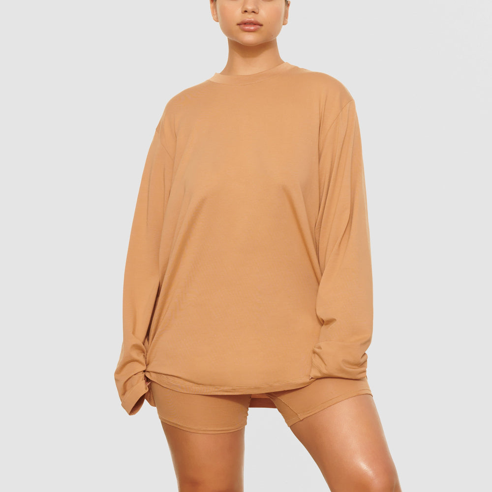 Skims BOYFRIEND LONG SLEEVE T-shirt Béžové | SGAE-97304