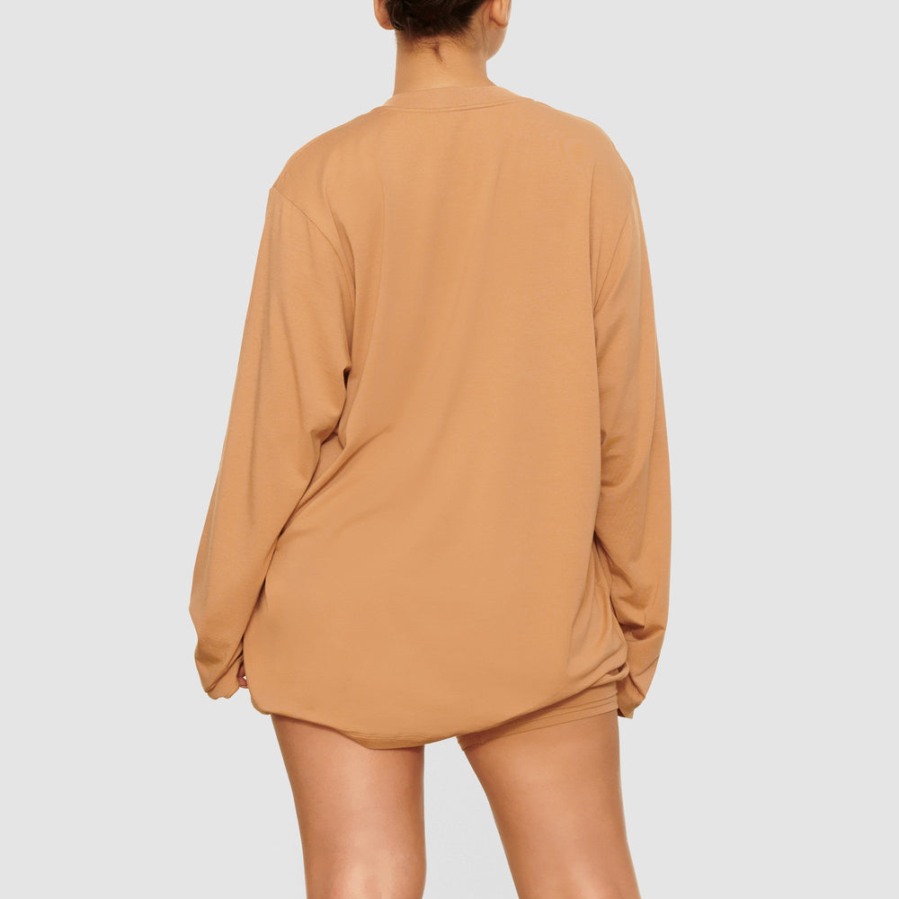 Skims BOYFRIEND LONG SLEEVE T-shirt Béžové | SGAE-97304