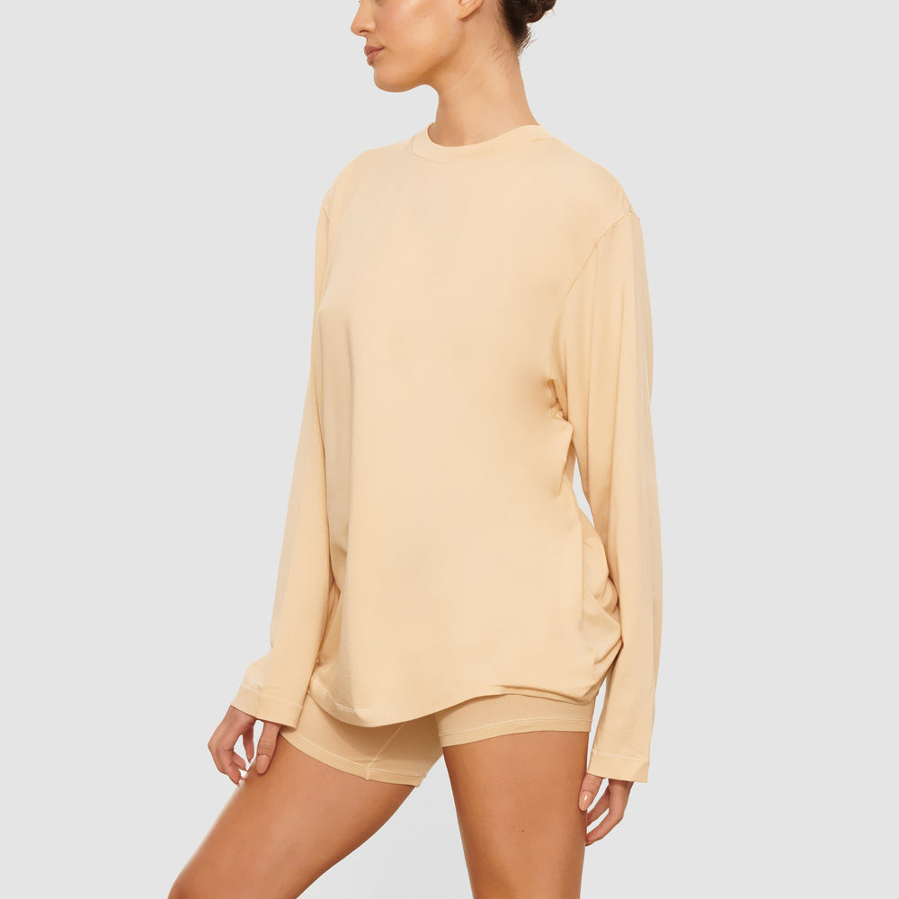 Skims BOYFRIEND LONG SLEEVE T-shirt Hnede | ODIQ-19280