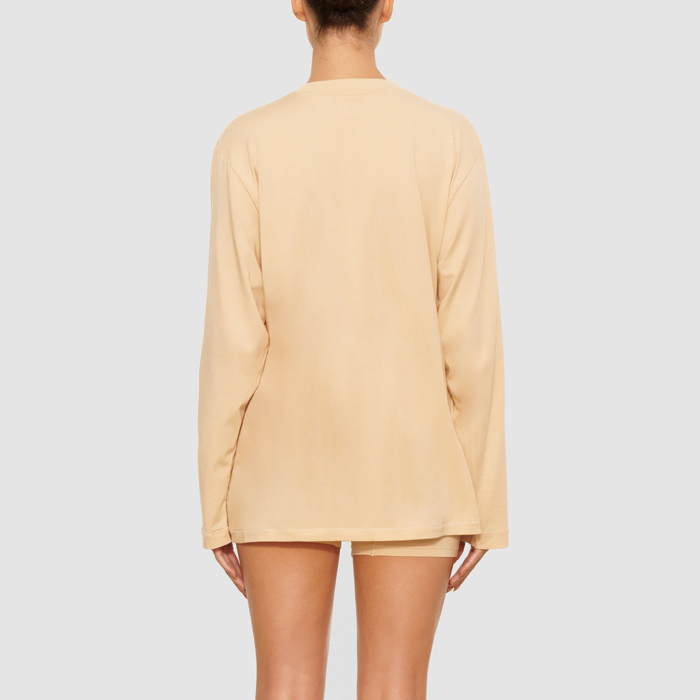 Skims BOYFRIEND LONG SLEEVE T-shirt Hnede | ODIQ-19280