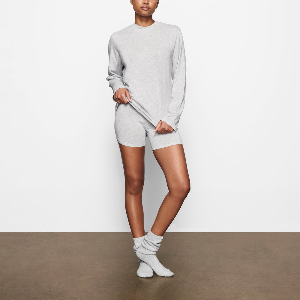 Skims BOYFRIEND LONG SLEEVE T-shirt Svetlo Siva | EGBQ-17428