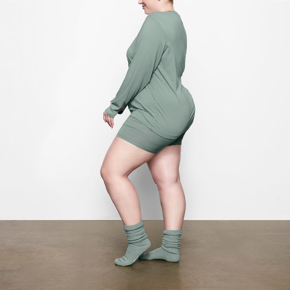 Skims BOYFRIEND LONG SLEEVE T-shirt Svetlo Zelene | QHAO-14762