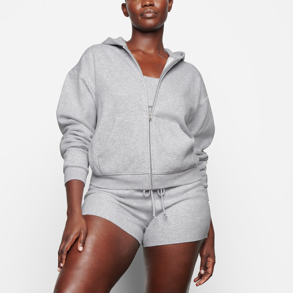 Skims COTTON FLEECE ZIP UP Mikina s Kapucnou Siva | FOWS-54862