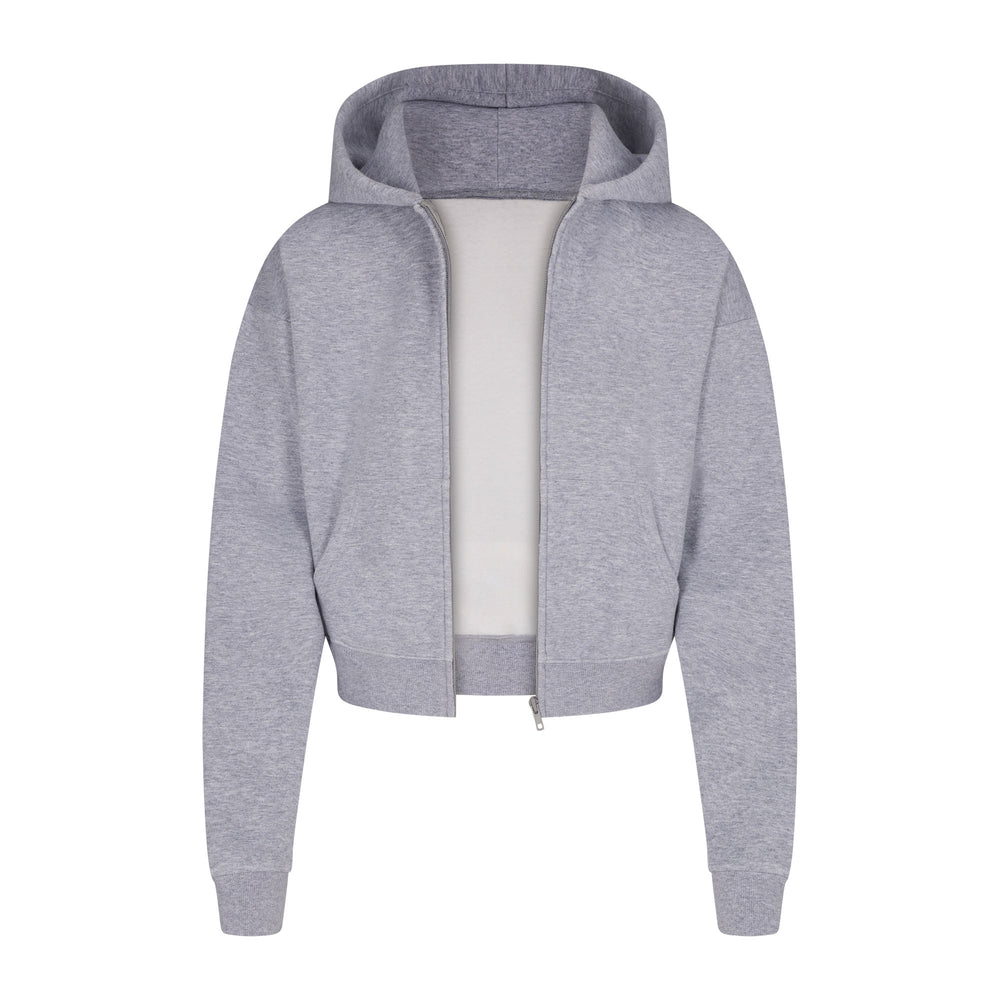 Skims COTTON FLEECE ZIP UP Mikina s Kapucnou Siva | FOWS-54862
