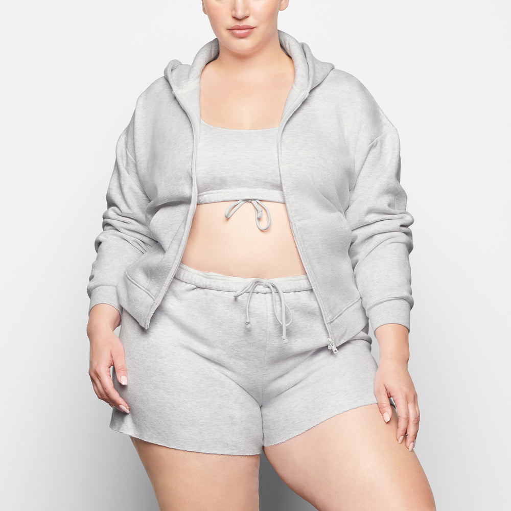 Skims COTTON FLEECE ZIP UP Mikina s Kapucnou Svetlo Siva | JYXT-15469