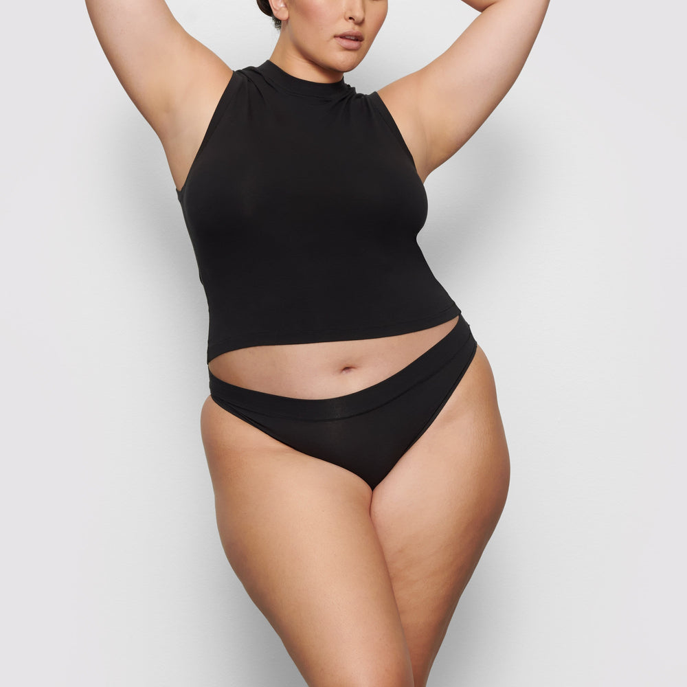 Skims COTTON JERSEY CHEEKY Tanga Čierne | EVKS-53174