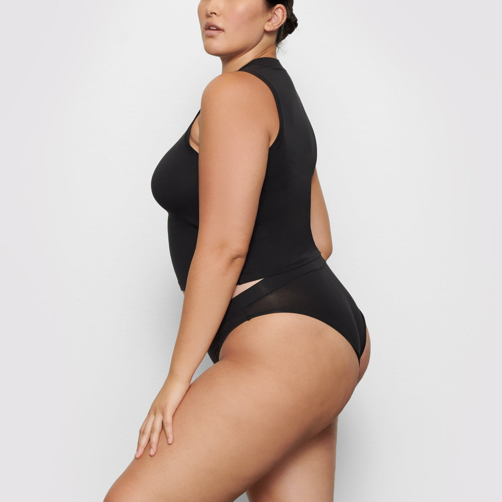 Skims COTTON JERSEY CHEEKY Tanga Čierne | EVKS-53174