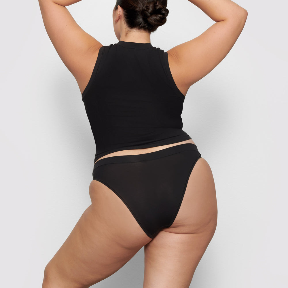 Skims COTTON JERSEY CHEEKY Tanga Čierne | EVKS-53174
