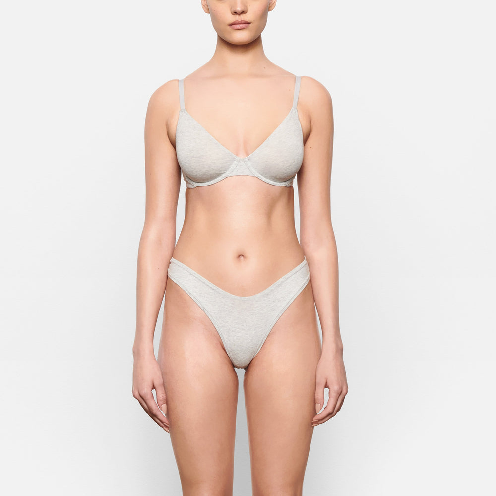 Skims COTTON JERSEY DIPPED Thong Svetlo Siva | DNZX-07468