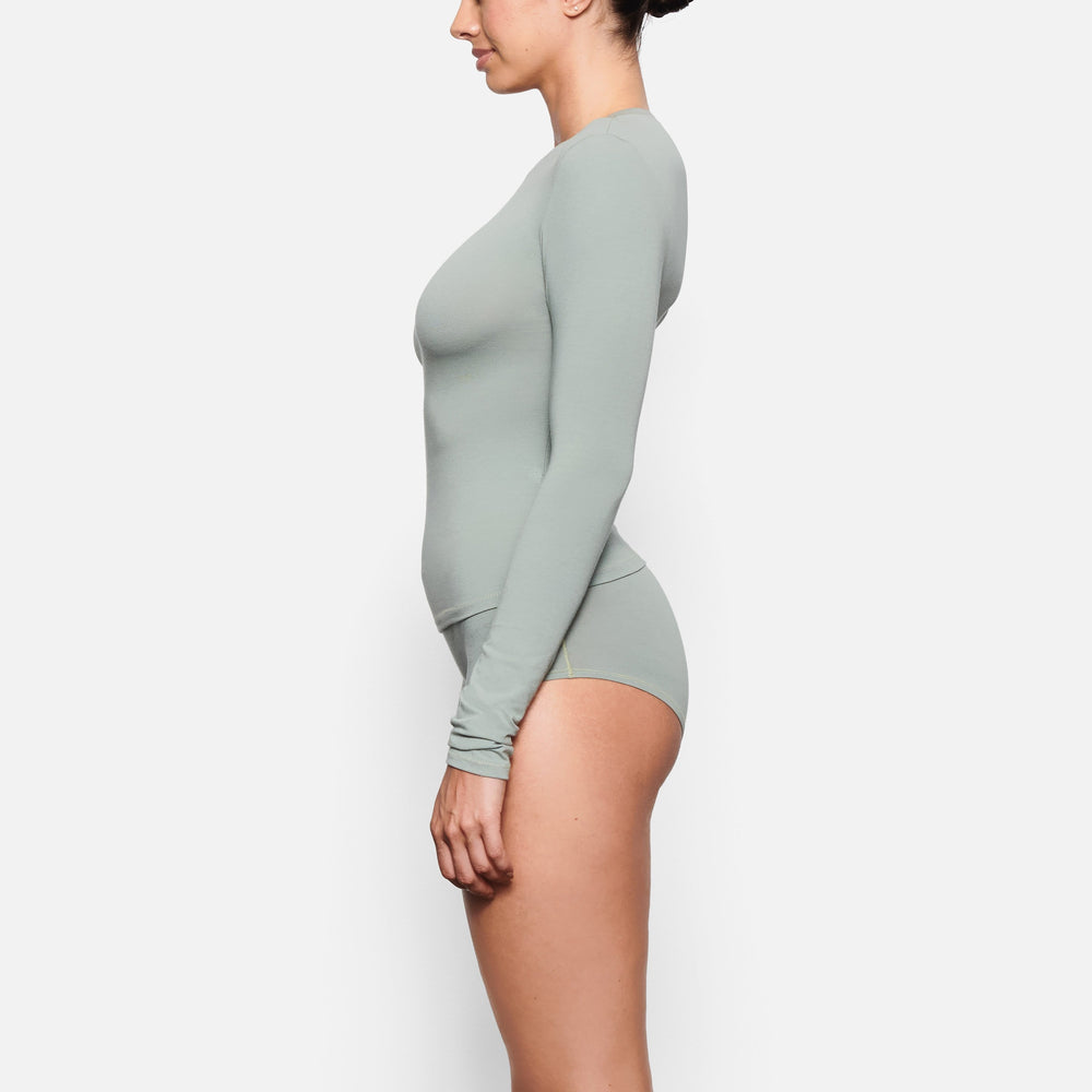 Skims COTTON JERSEY LONG SLEEVE T-shirt Modre | BPAM-52670