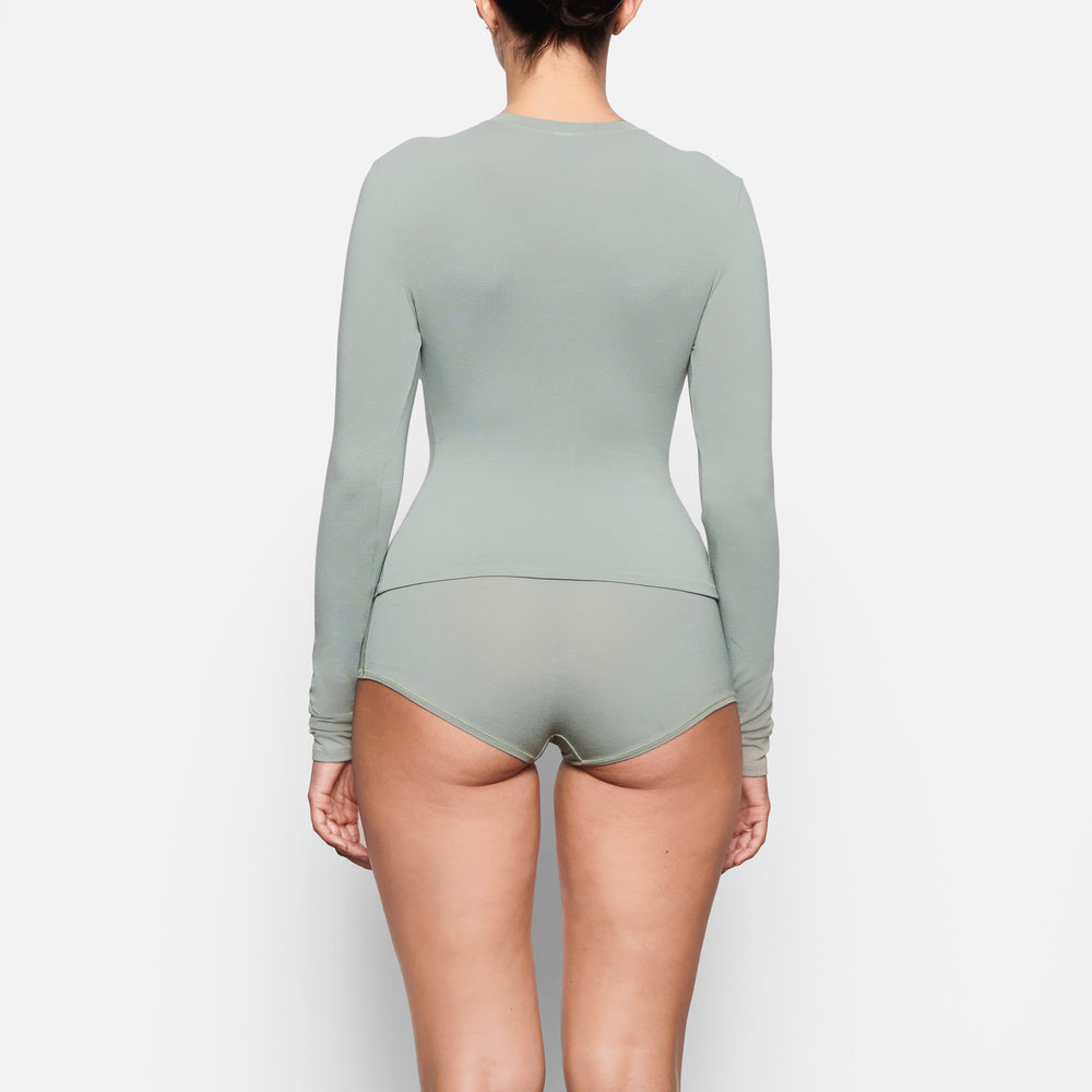 Skims COTTON JERSEY LONG SLEEVE T-shirt Modre | BPAM-52670