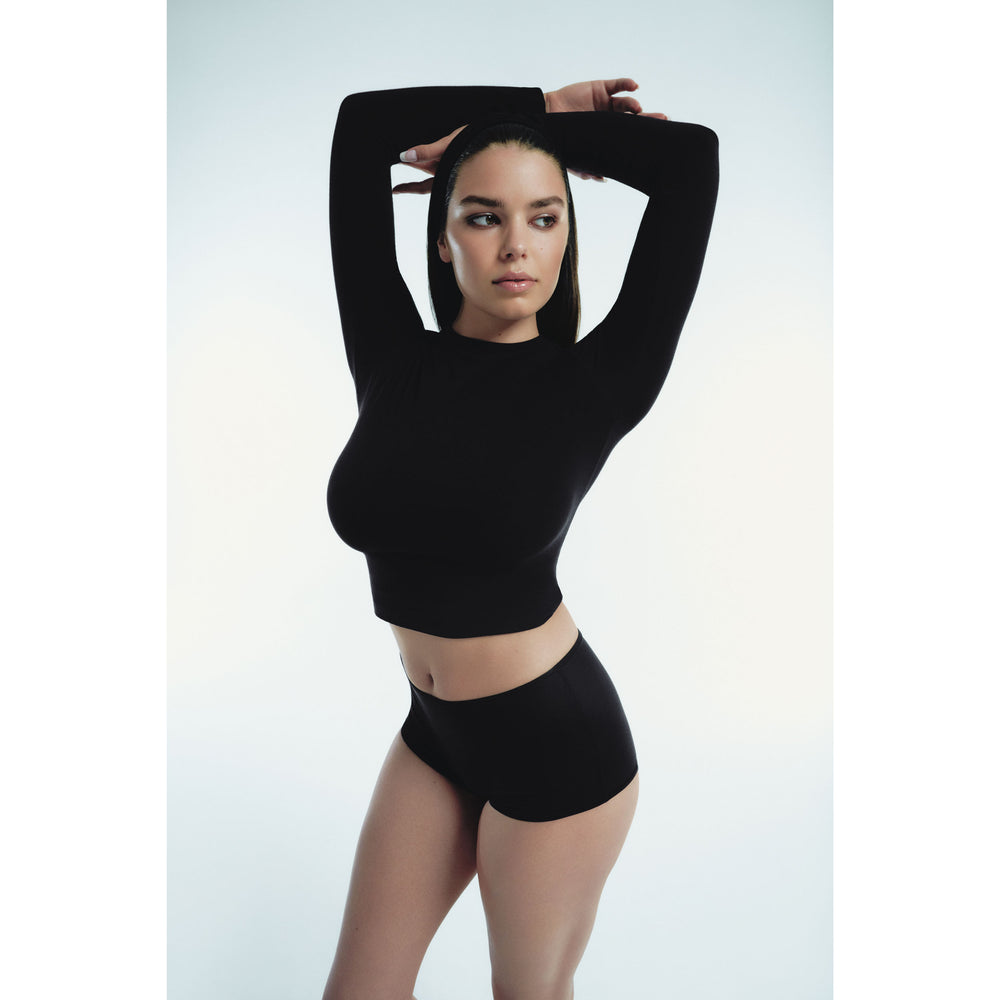 Skims COTTON JERSEY LONG SLEEVE T-shirt Čierne | FLOT-45689