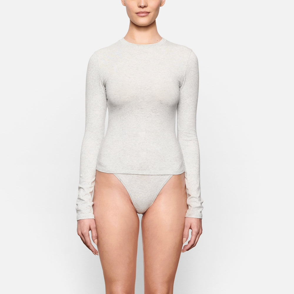 Skims COTTON JERSEY LONG SLEEVE T-shirt Svetlo Siva | FLVM-04659