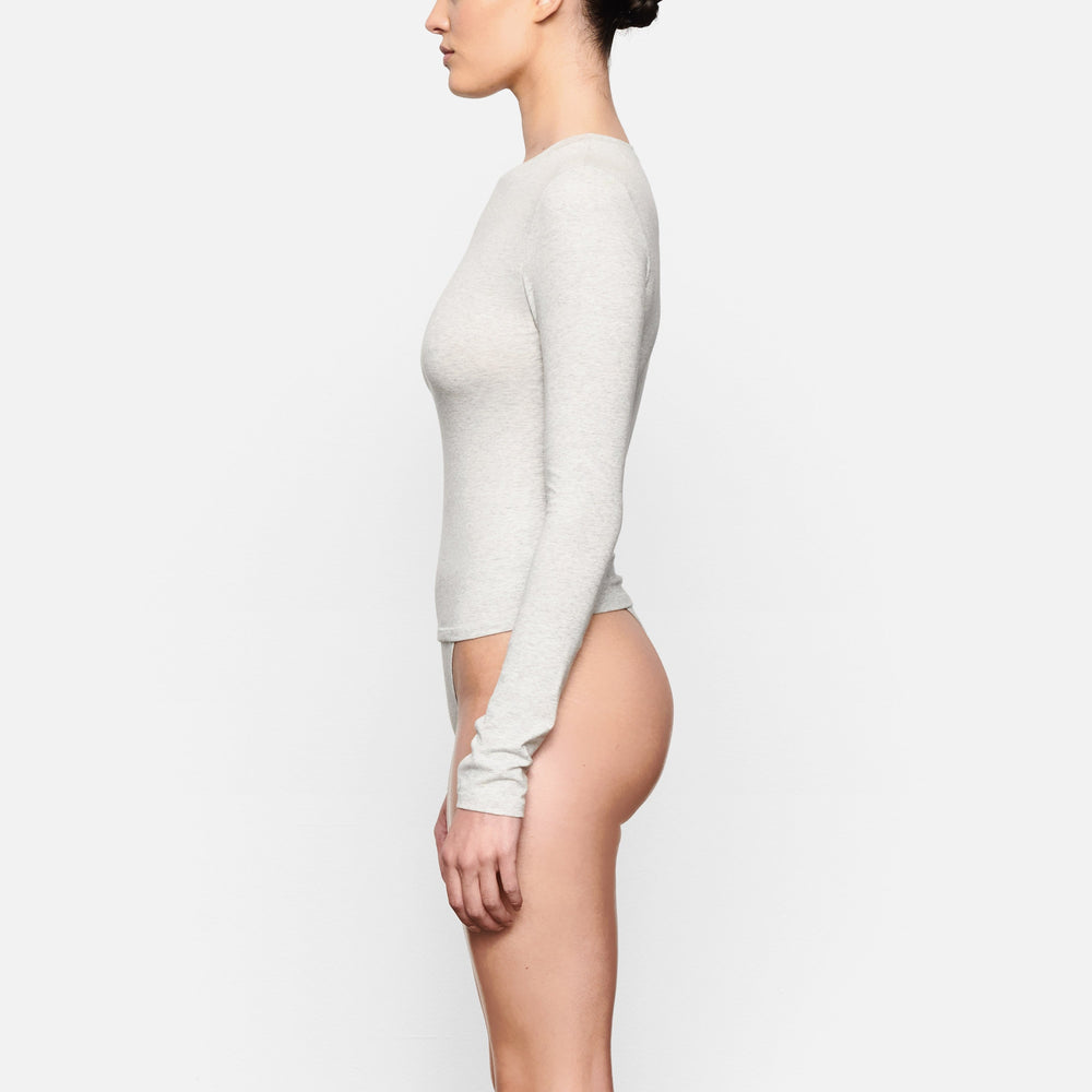 Skims COTTON JERSEY LONG SLEEVE T-shirt Svetlo Siva | FLVM-04659