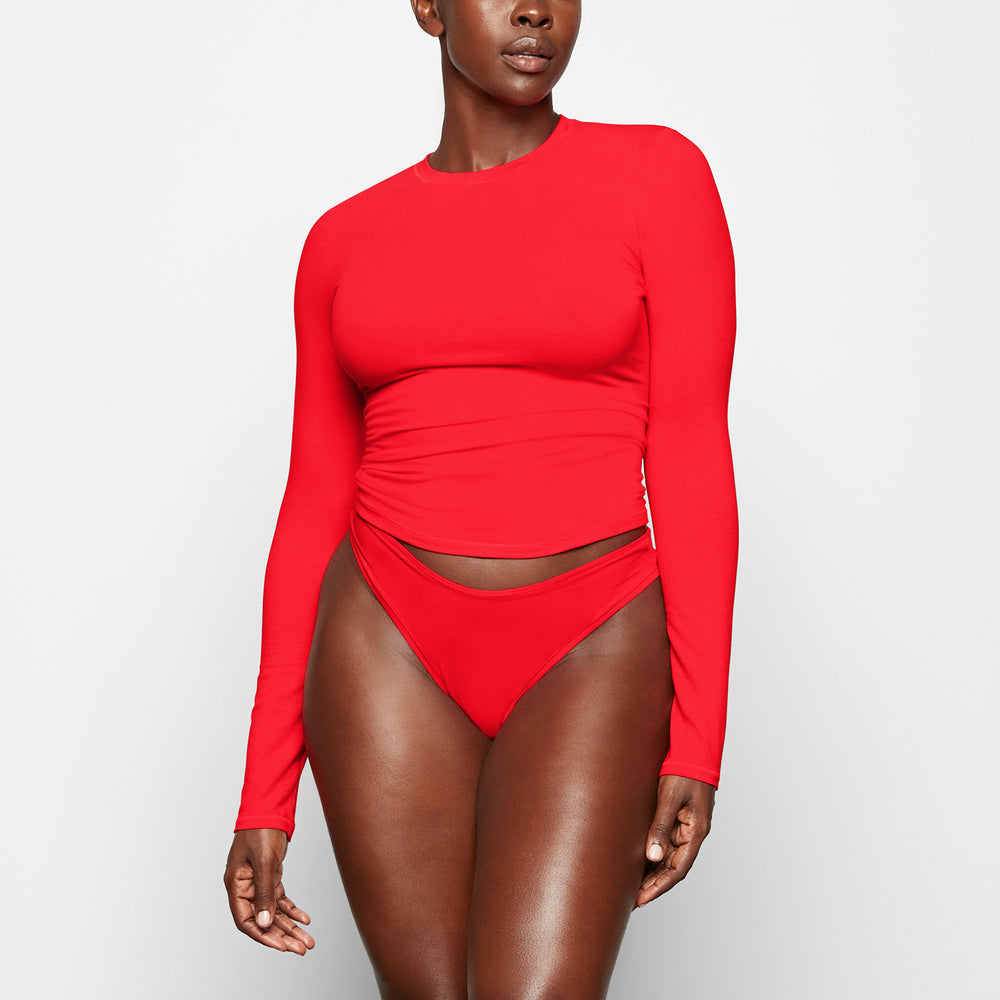 Skims COTTON JERSEY LONG SLEEVE T-shirt Červené | IQOL-37524