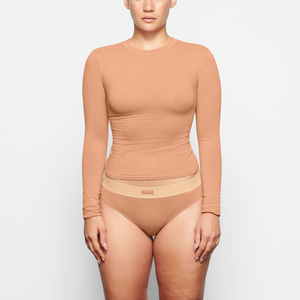 Skims COTTON JERSEY LONG SLEEVE T-shirt Marhule | PDVA-90457
