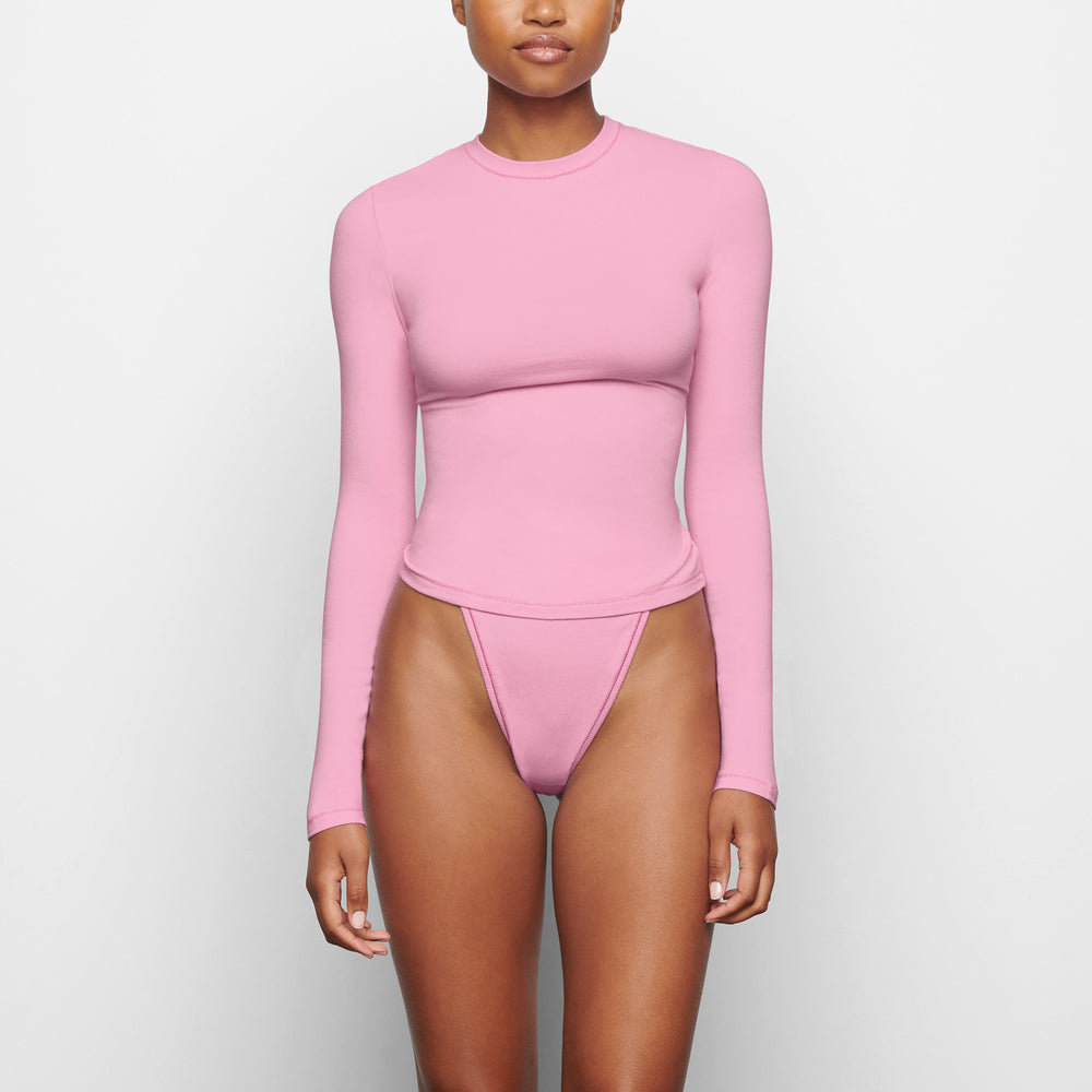 Skims COTTON JERSEY LONG SLEEVE T-shirt Ruzove | YXSC-26731