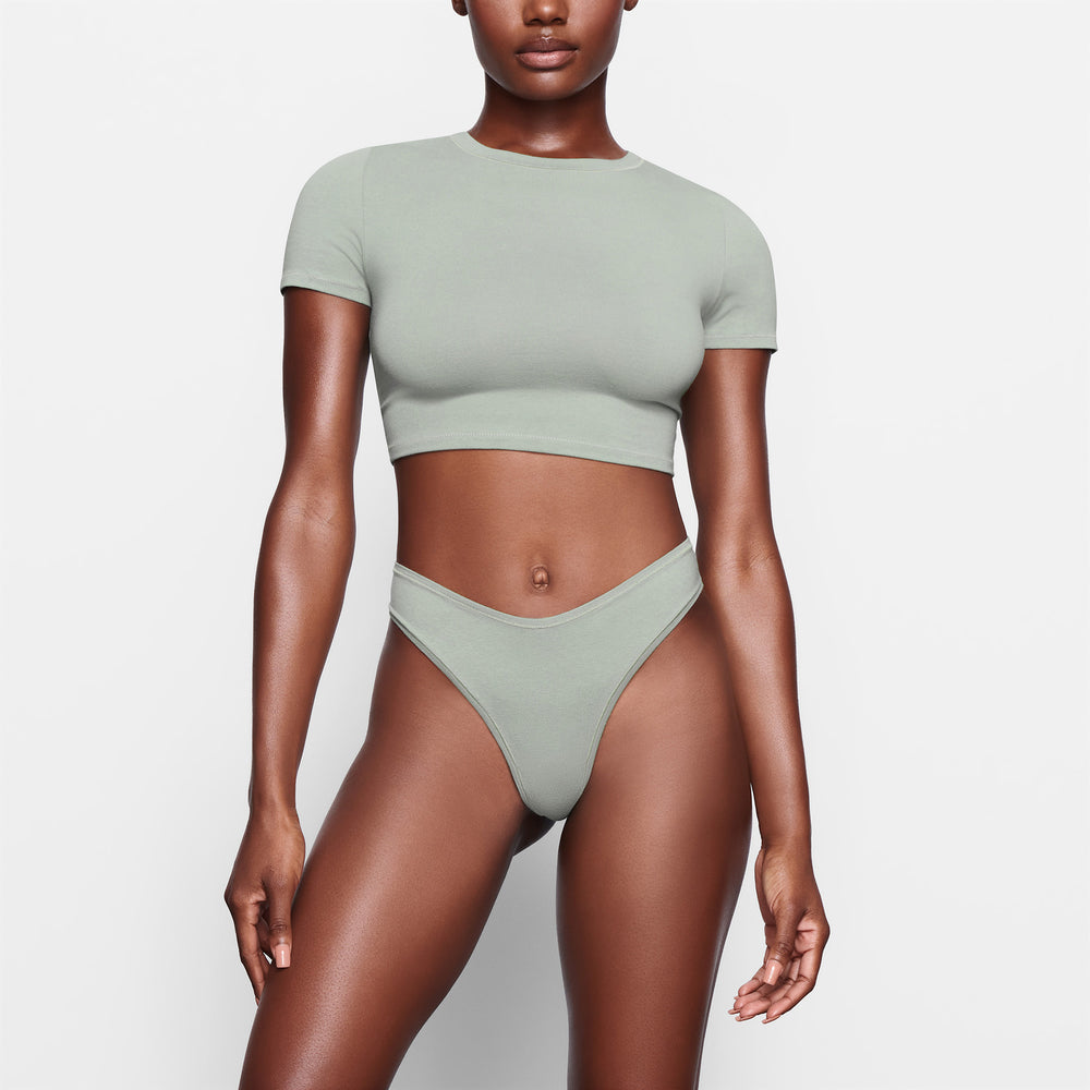 Skims COTTON JERSEY SUPER CROPPED T-shirt Modre | AWUR-29643
