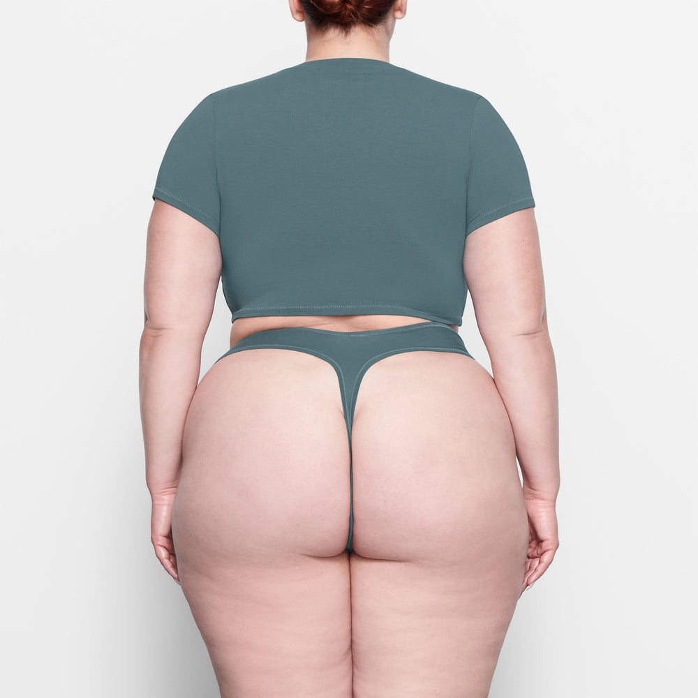 Skims COTTON JERSEY SUPER CROPPED T-shirt Modre | IKDY-04289