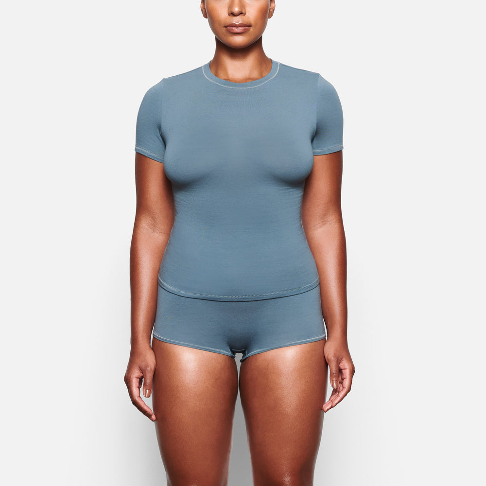 Skims COTTON JERSEY T-shirt Modre | EWCY-26178