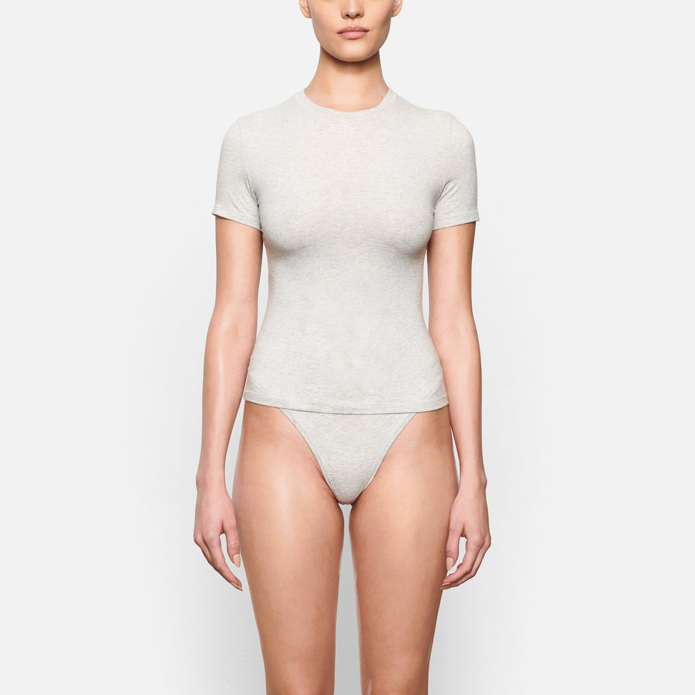 Skims COTTON JERSEY T-shirt Svetlo Siva | ZTFW-04123