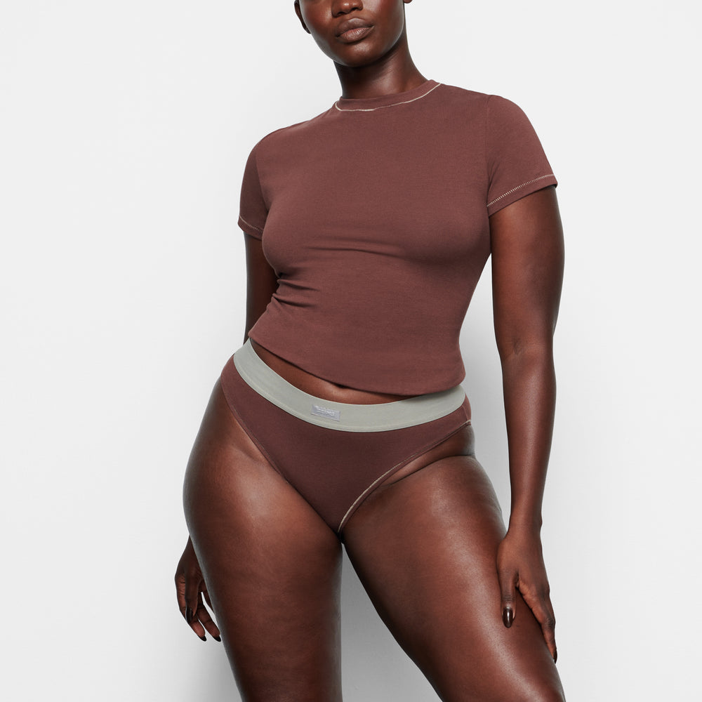 Skims COTTON JERSEY T-shirt Čokoláda | GXWL-47150