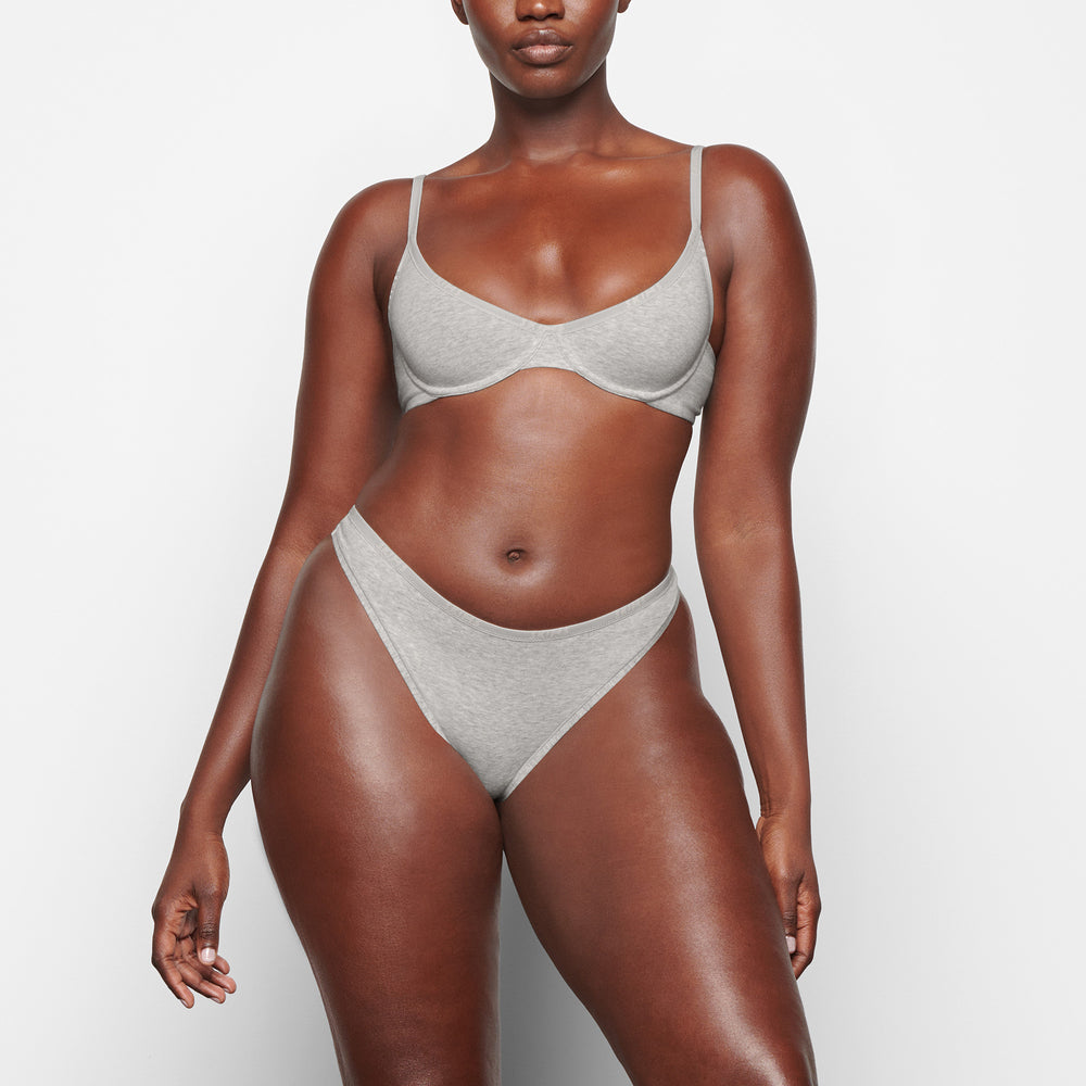 Skims COTTON LOGO DEMI Underwire Bra Svetlo Siva | QEZG-40739