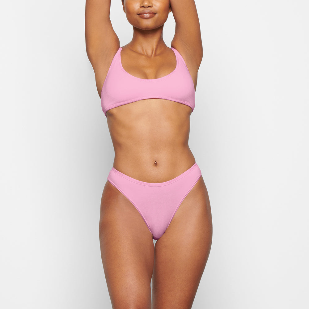 Skims COTTON LOGO HIGH LEG Bikini Ruzove | SDKH-15329
