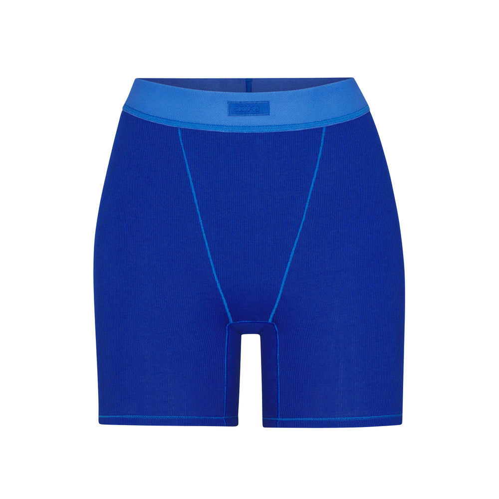 Skims COTTON RIB Boxer Shorts Modre | GPZE-17603