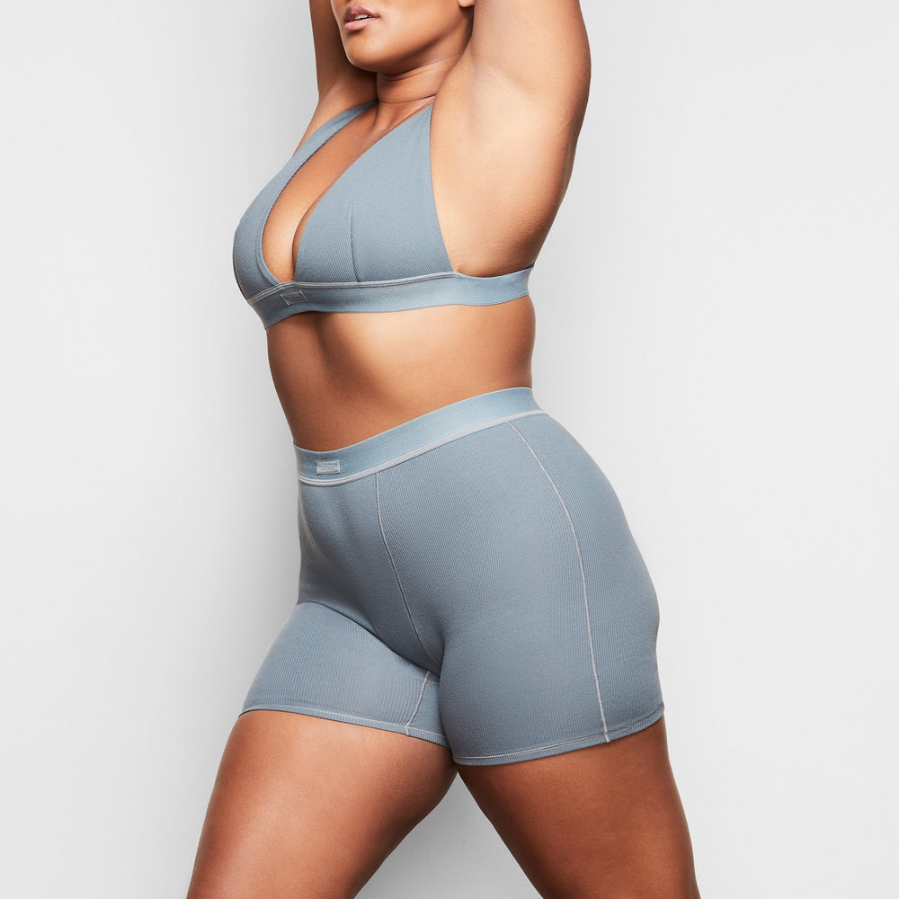 Skims COTTON RIB Boxer Shorts Modre | TRKJ-51436