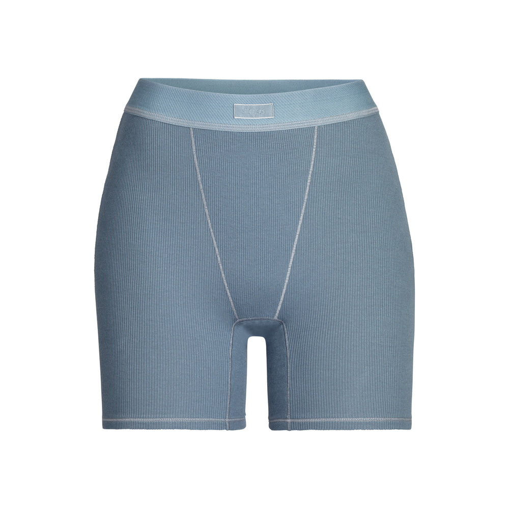 Skims COTTON RIB Boxer Shorts Modre | TRKJ-51436