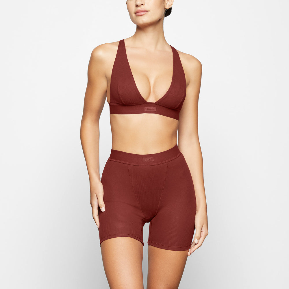 Skims COTTON RIB Boxer Shorts Tmavo Červené | ICVD-90613