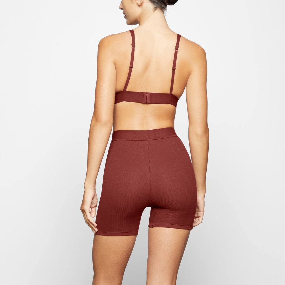 Skims COTTON RIB Boxer Shorts Tmavo Červené | ICVD-90613
