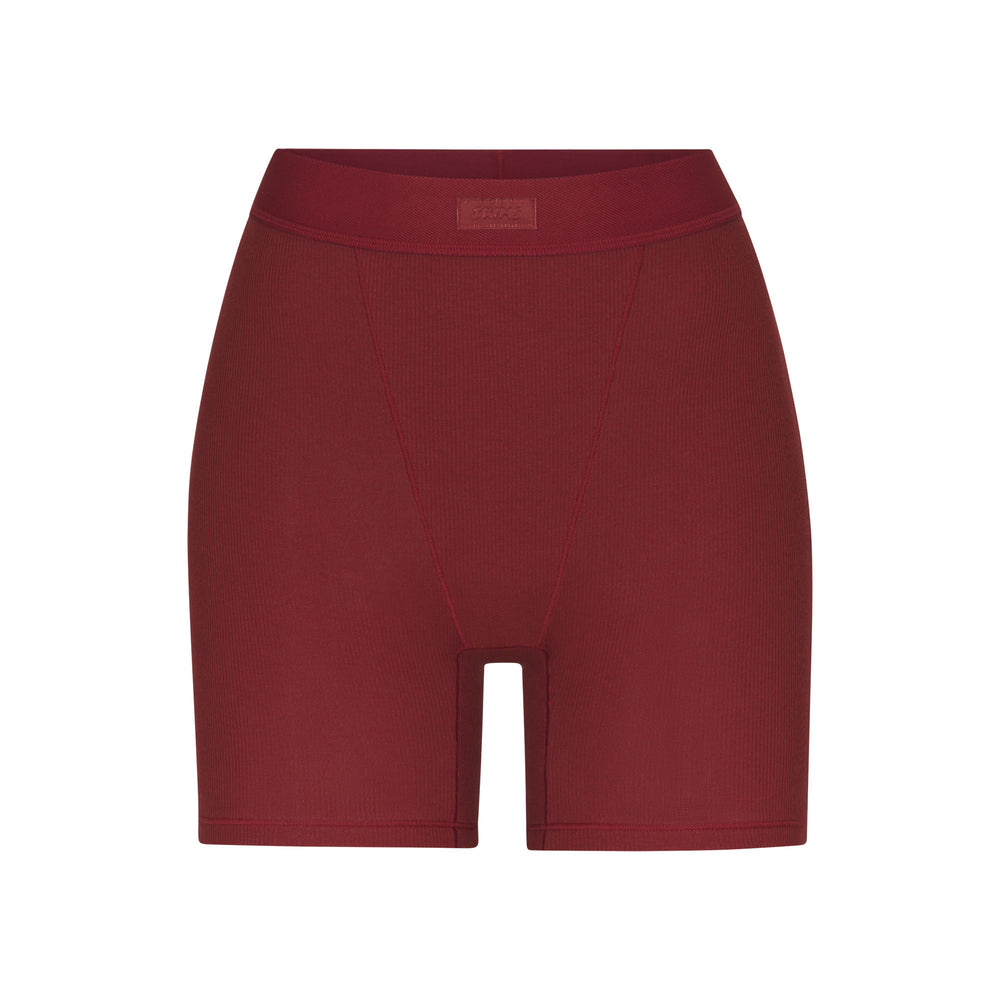 Skims COTTON RIB Boxer Shorts Tmavo Červené | ICVD-90613