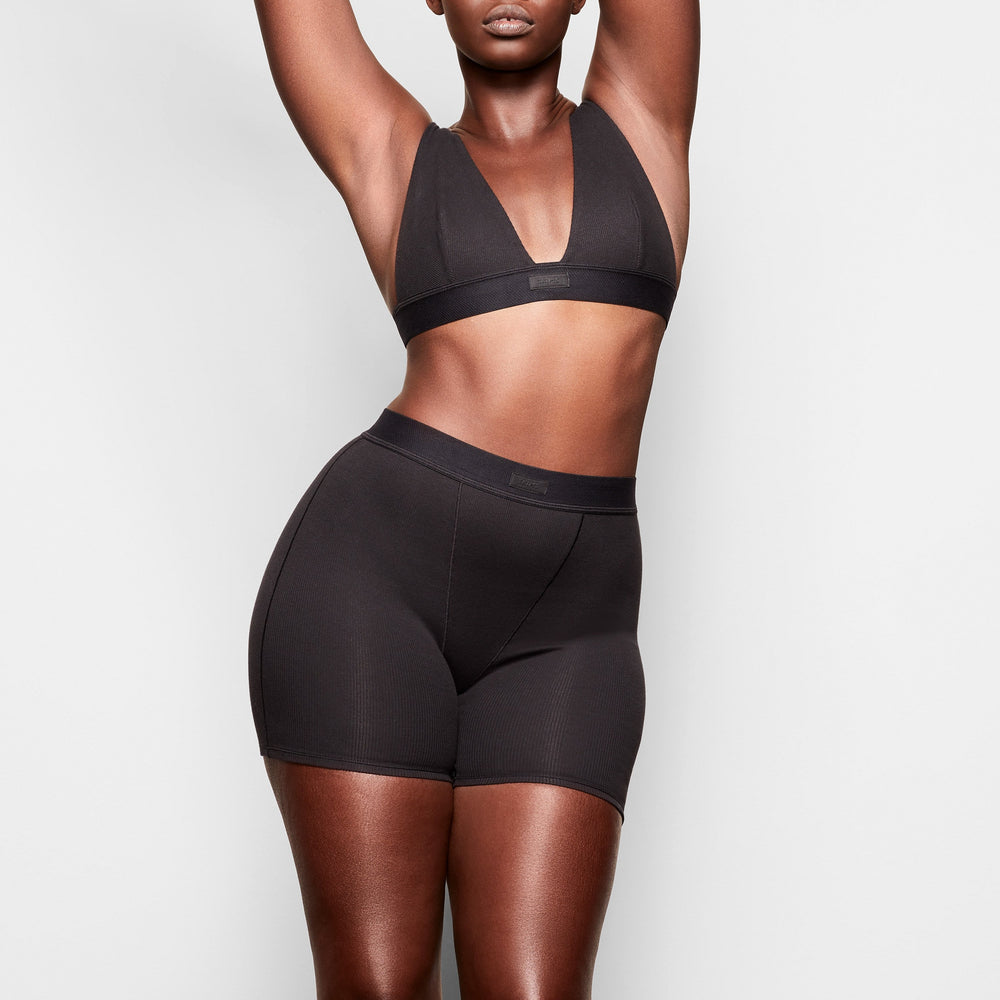Skims COTTON RIB Boxer Shorts Čierne | ALMZ-78936