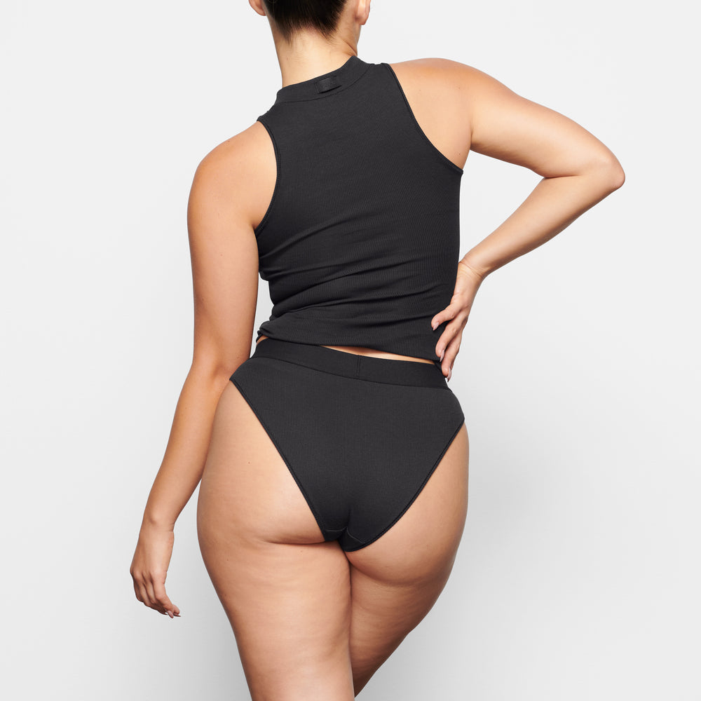Skims COTTON RIB MID RISE Brief Čierne | RYIZ-27413