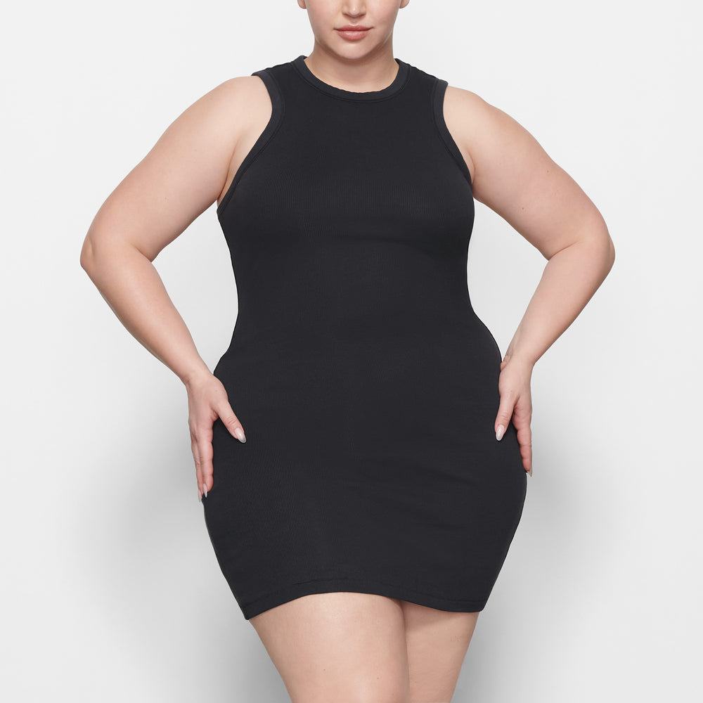 Skims COTTON RIB TANK Dress Čierne | FIME-51209