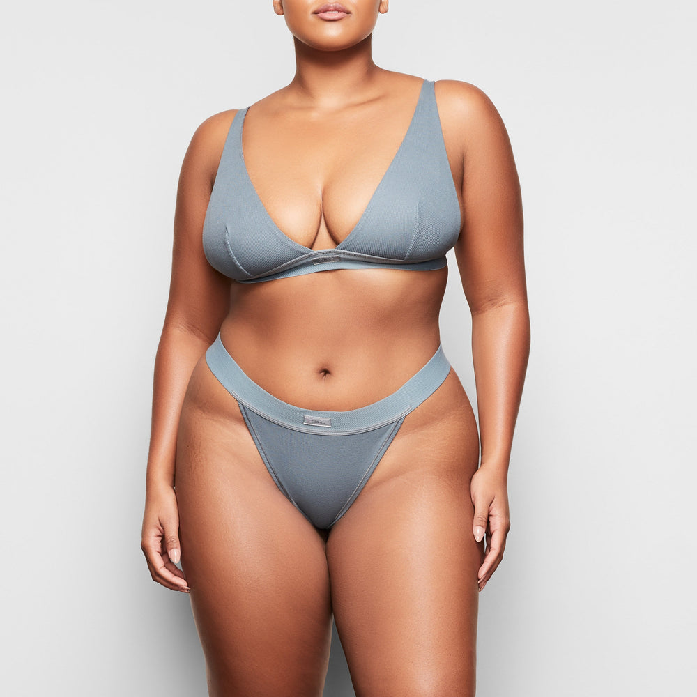 Skims COTTON RIB Thong Modre | BFGY-08324