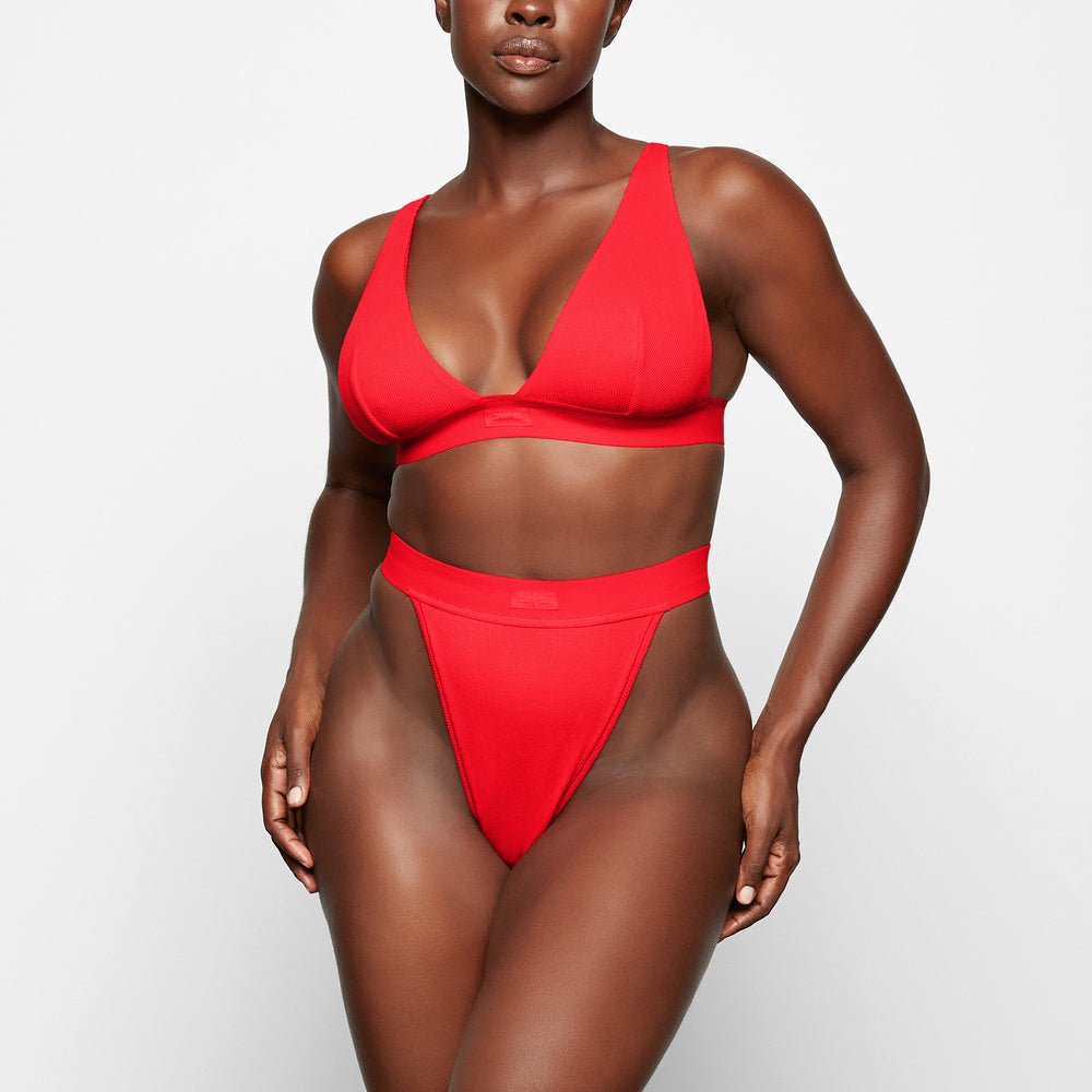 Skims COTTON RIB Thong Červené | OYRL-34097