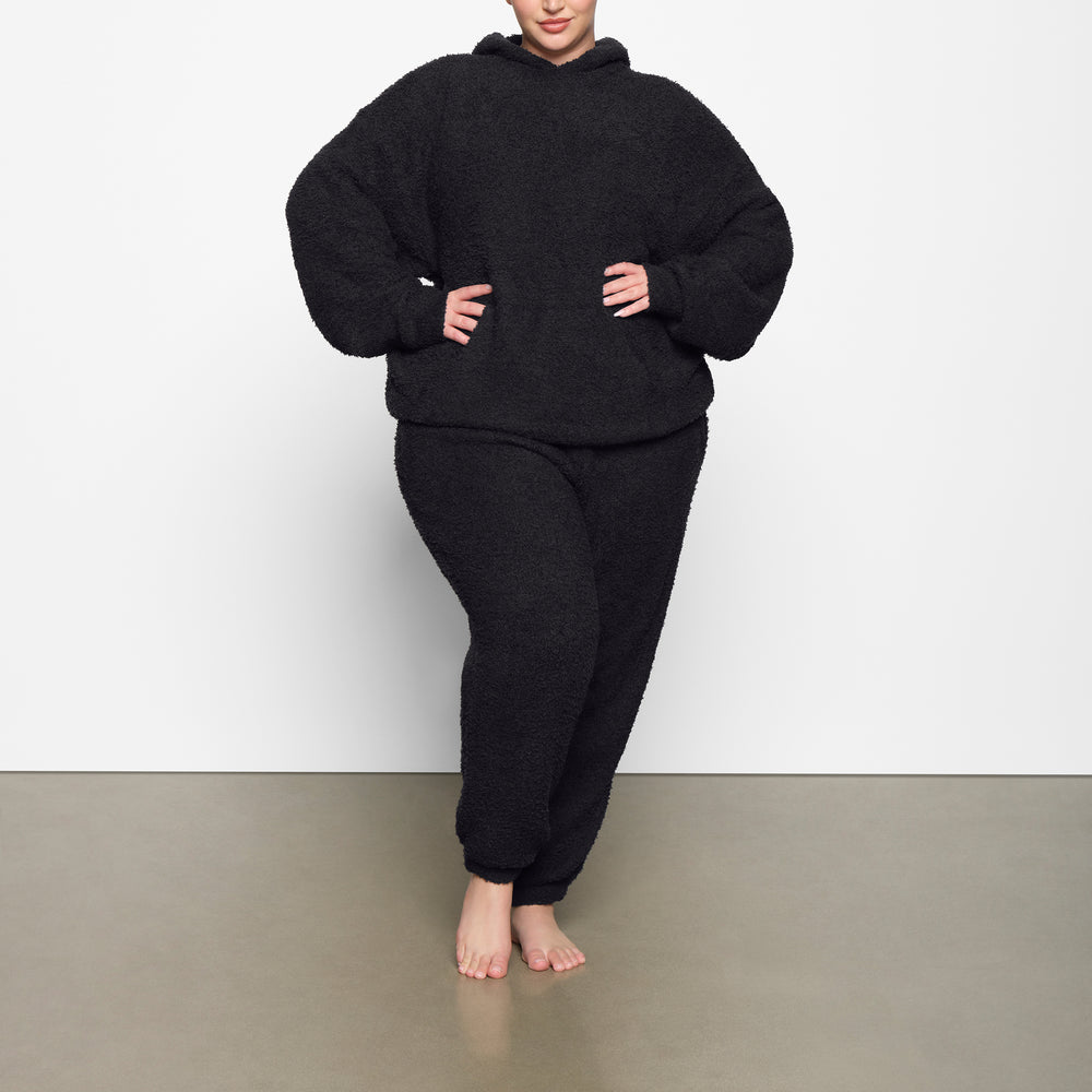 Skims COZY KNIT UNISEX Mikina s Kapucnou Čierne | AHLX-50392