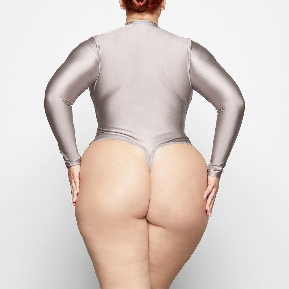 Skims DISCO Long Sleeve Bodysuit Strieborne | BUPJ-12043