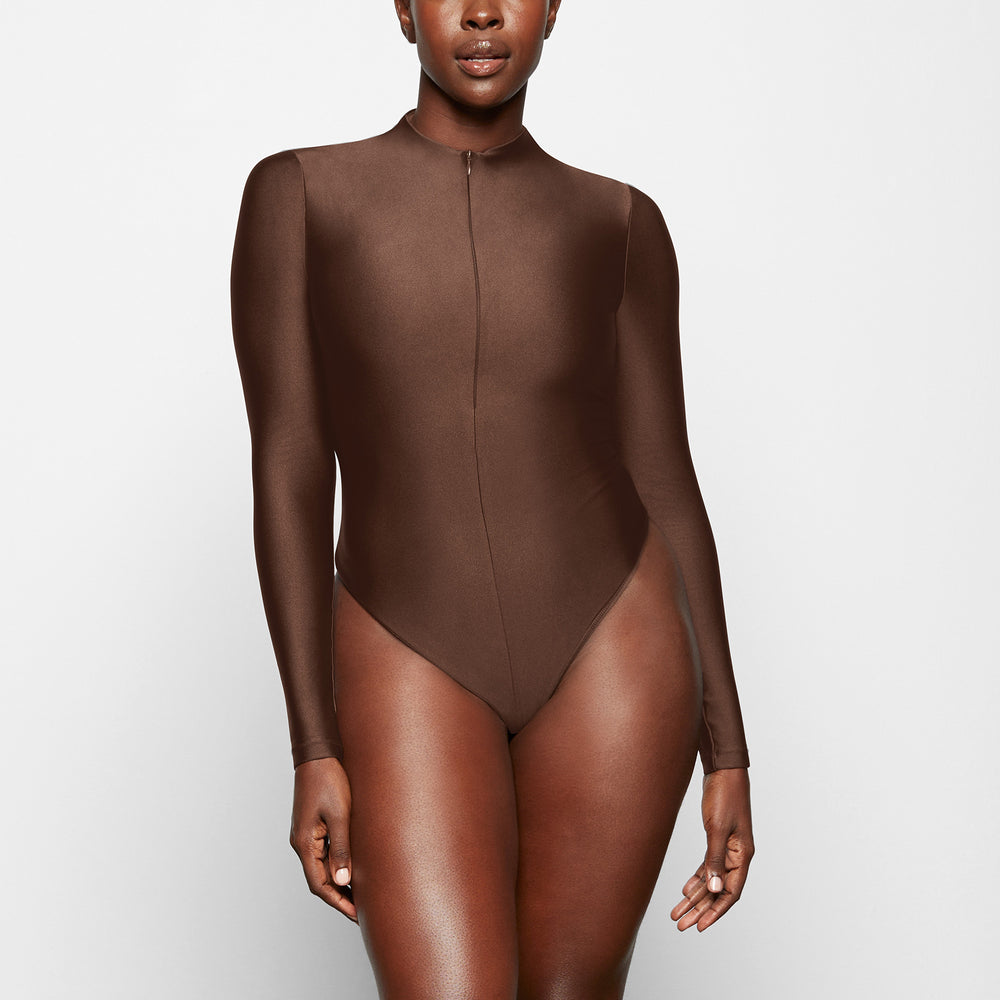 Skims DISCO Long Sleeve Bodysuit Čokoláda | KHOM-32965