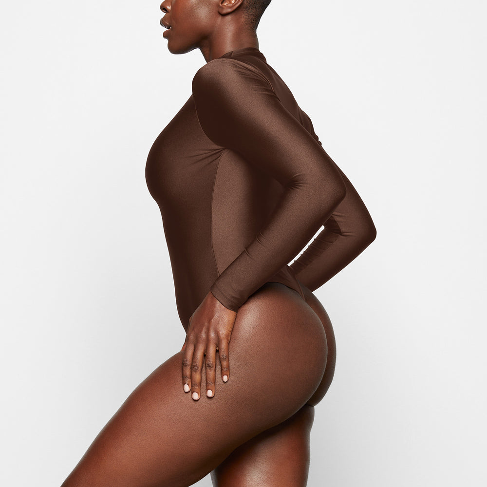 Skims DISCO Long Sleeve Bodysuit Čokoláda | KHOM-32965