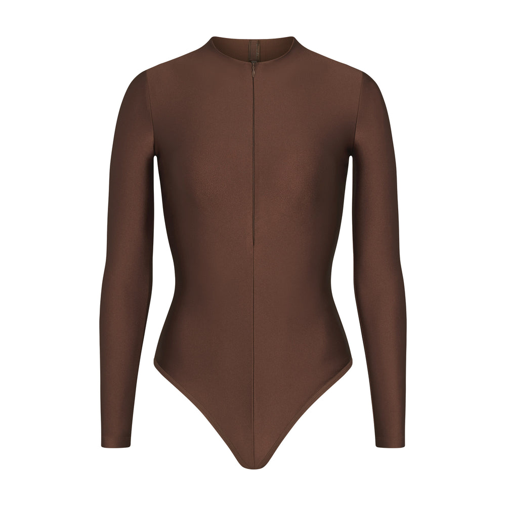 Skims DISCO Long Sleeve Bodysuit Čokoláda | KHOM-32965
