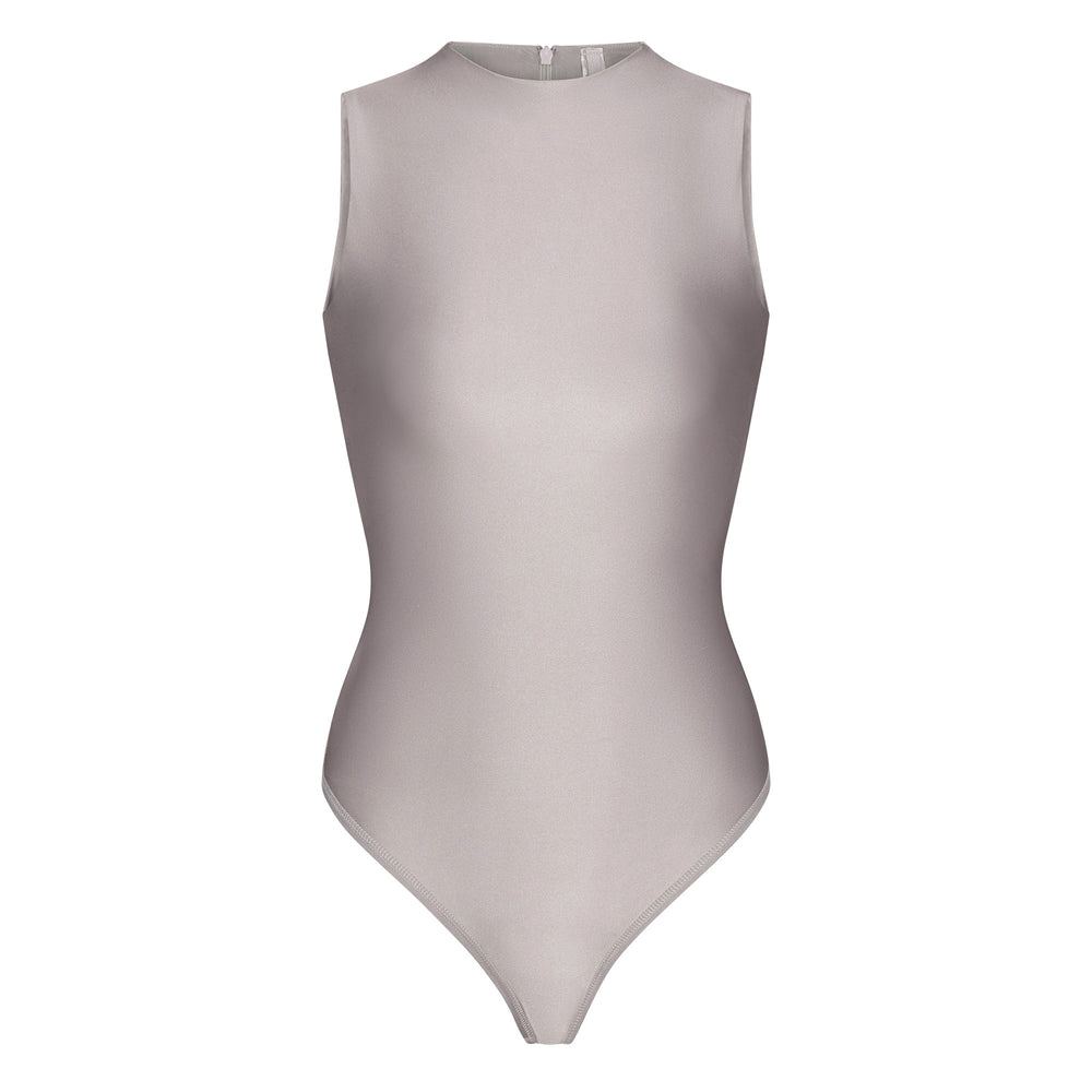 Skims DISCO SLEEVELESS Mock Neck Bodysuit Strieborne | XCEF-68091