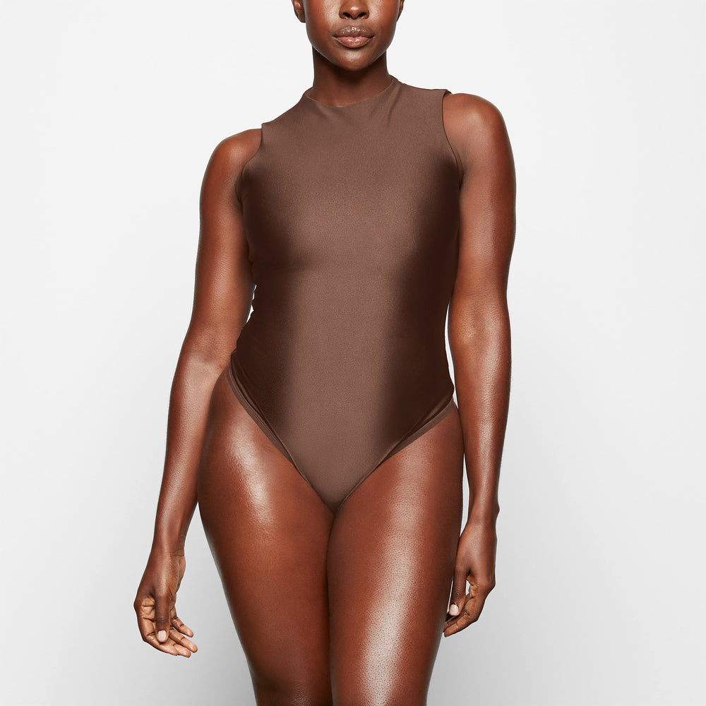 Skims DISCO SLEEVELESS Mock Neck Bodysuit Čokoláda | ZFBP-60891