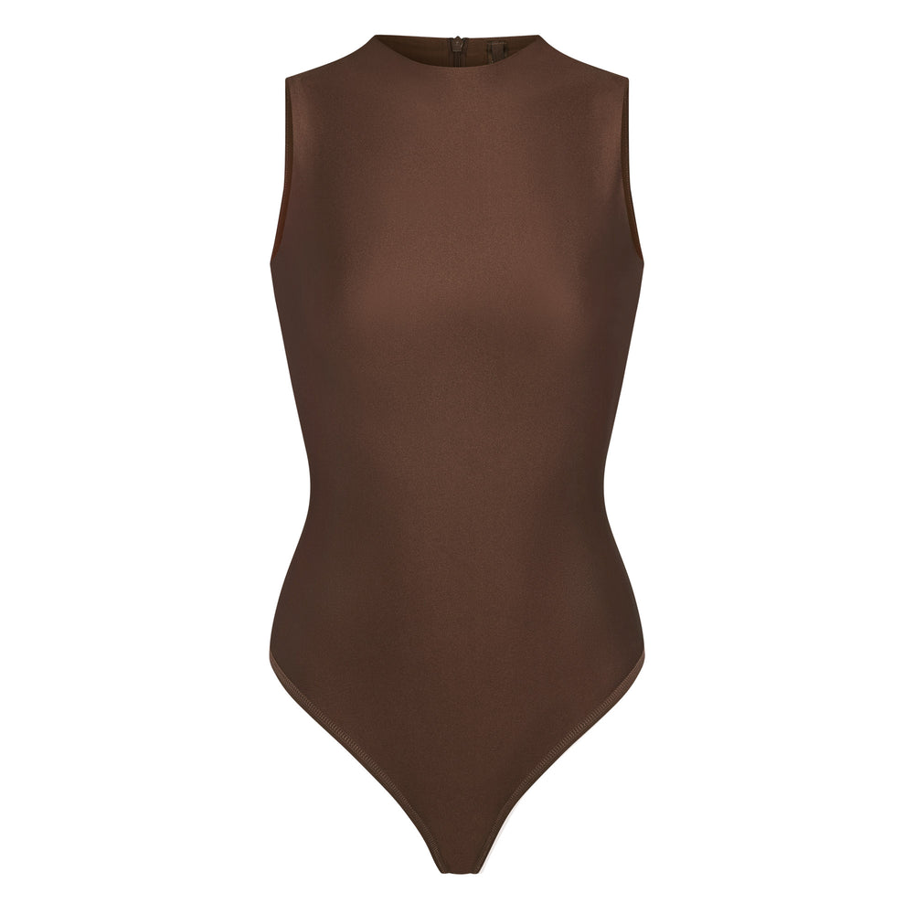 Skims DISCO SLEEVELESS Mock Neck Bodysuit Čokoláda | ZFBP-60891