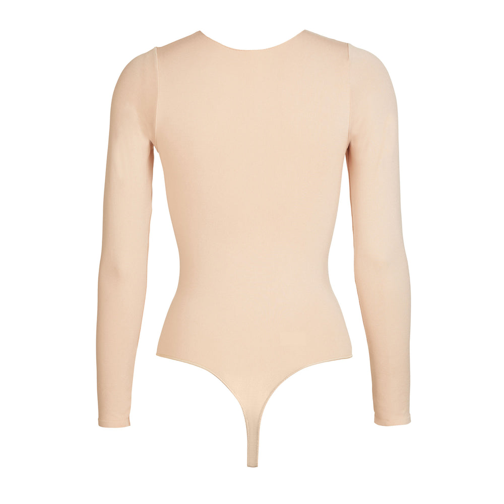 Skims ESSENTIAL CREW NECK Long Sleeve Bodysuit Hnede Siva | OLCG-23974
