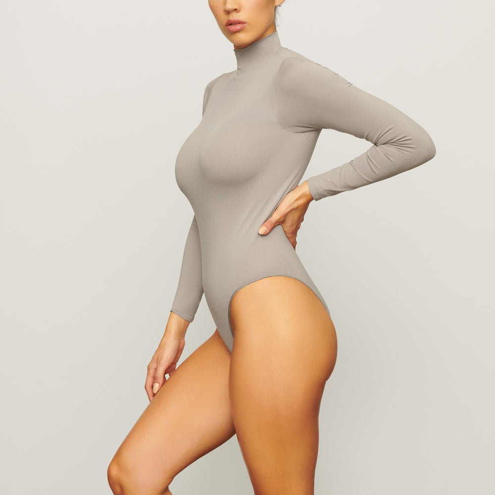 Skims ESSENTIAL MOCK NECK Long Sleeve Bodysuit Siva | FGTR-47926
